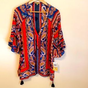 Democracy Multi Colored Tunic. Slit on both sides.